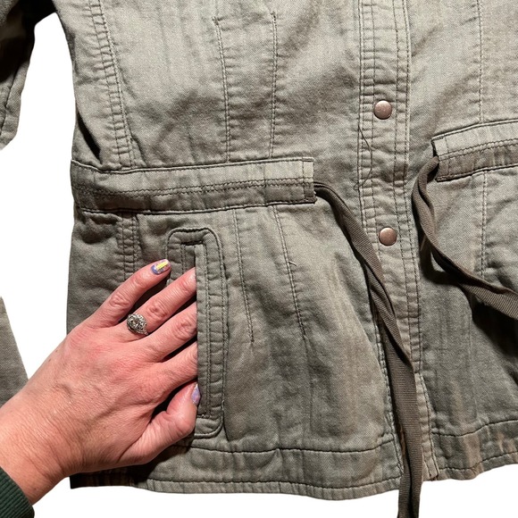 DAUGHTERS OF THE LIBERATION Lightweight Khaki Tie Waist Utility Jacket Women 2 - Picture 4 of 7